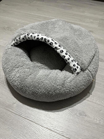 Coddry Pet Simit Mağara Yatak - Kedi, Küçük Irk Köpek Yatağı 45x45x16 Cm 1.kalite Peluş Kumaş