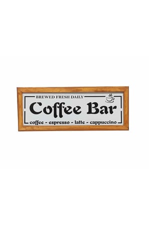 Çay Kahve Köşesi Duvar Dekoru ,coffee Bar Breved Fresh Beyaz Zeminli Ahşap Çerçeveli Tablo
