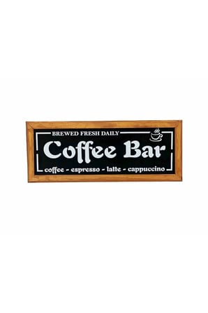 Çay Kahve Köşesi Duvar Dekoru ,coffee Bar Breved Fresh Siyah Zeminli Ahşap Çerçeveli Tablo
