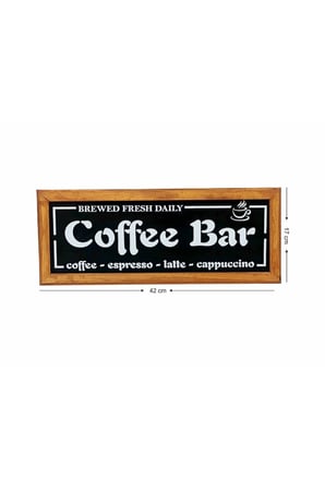 Çay Kahve Köşesi Duvar Dekoru ,coffee Bar Breved Fresh Siyah Zeminli Ahşap Çerçeveli Tablo