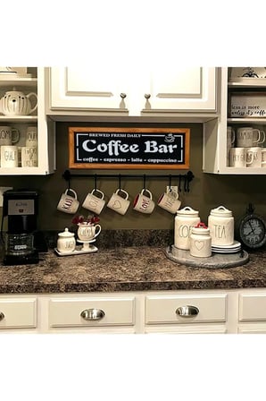Çay Kahve Köşesi Duvar Dekoru ,coffee Bar Breved Fresh Siyah Zeminli Ahşap Çerçeveli Tablo