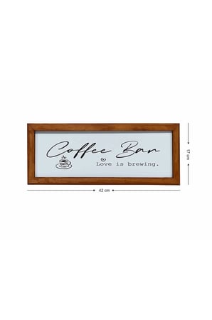 Çay Kahve Köşesi Duvar Dekoru ,coffee Bar Love Is Brewing Beyaz Zeminli Ahşap Çerçeveli Tablo