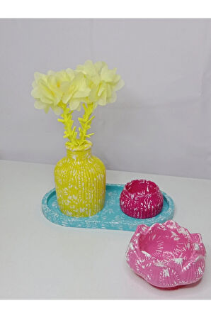 Dekoratif Vazo Mumluk İskandinav Pampas Takım Renkli Hediyelik Süs Eşyası