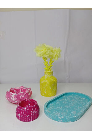 Dekoratif Vazo Mumluk İskandinav Pampas Takım Renkli Hediyelik Süs Eşyası