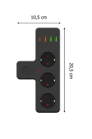 Termal Akım Korumalı Priz Çoğaltıcı USB Type-C Hızlı Çıkışlı Elektronik Eşya Koruyucu