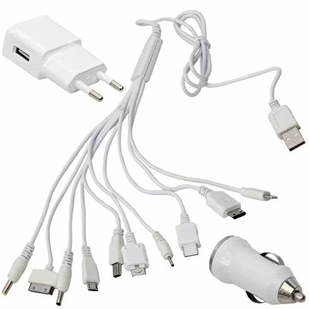 Çoklu Ahtapot Şarj 10  in 1 Hızlı Şarj Aleti 5V 2.1A Nokia ince uç kalın uç Samsung ince uç mototola V3 ipod iphone 4