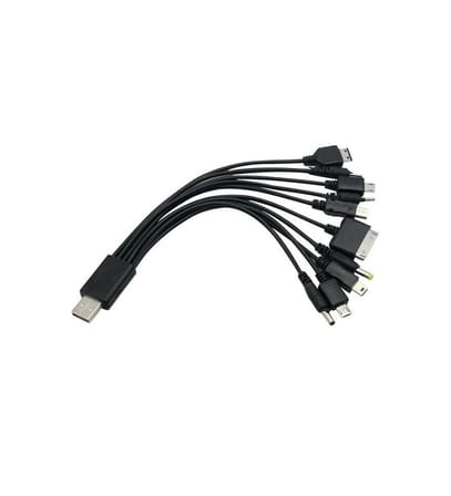 10 in 1 Evrensel Çoklu USB Telefon Şarj Kablosu – Nokia iPhone 4, Samsung, Sony Ericsson, PSP, Mini, V3, Micro USB Uyumlu