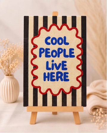 Cool people siyah beyaz Pearlstone Tuval Sanat Kiti | Yarım İnci 3D Tablo Boyama Seti | Rhinestone 