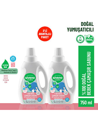 %100 Doğal Bebek Çamaşır Sabunu Kendinden Yumuşatıcılı Bitkisel Deterjan Vegan 750 ml X2 Adet