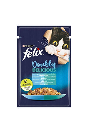 Felix Çifte Lezzet Somon Sardalya Konserve Kedi Maması 85 gr X 26 Adet