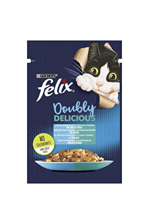 Felix Çifte Lezzet Somon Sardalya Konserve Kedi Maması 85 gr X 26 Adet