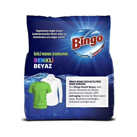 Bingo Matik Renkli Beyaz 4 kg 3'Lü Paket Beyazlar ve Renkliler için Toz Çamaşır Deterjanı