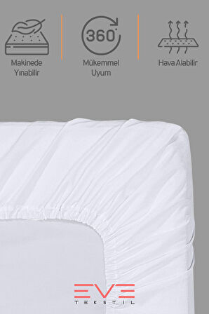 Fitted Yüksek Kaliteli Penye Kumaş Çift Kişilik Lastikli Çarşaf 