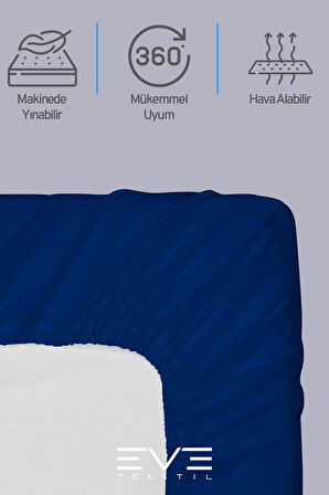 Fitted Yüksek Kaliteli Penye Kumaş Çift Kişilik Lastikli Çarşaf 