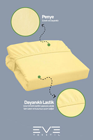 Fitted Yüksek Kaliteli Penye Kumaş Çift Kişilik Lastikli Çarşaf 