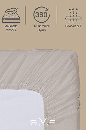 Fitted Yüksek Kaliteli Penye Kumaş Çift Kişilik Lastikli Çarşaf 