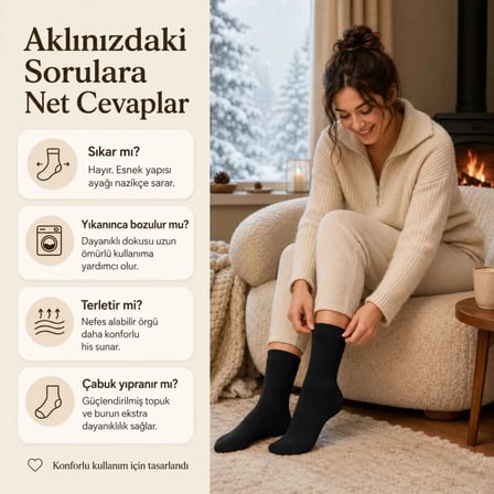 Kadın Siyah 12’Li Kışlık Termal Uzun Çorap | Dikişsiz, Esnek Havlu Dokulu, Sıcak Tutan, Güçlendirilm