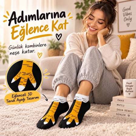 Kadın Tavuk Ayağı 12'Li Desenli Patik Çorap Dikişsiz Pamuklu Eğlenceli Sneaker Günlük Çorap Seti