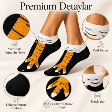 Kadın Tavuk Ayağı 12'Li Desenli Patik Çorap Dikişsiz Pamuklu Eğlenceli Sneaker Günlük Çorap Seti