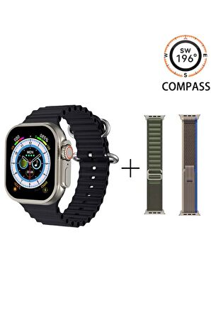 H11 Ultra Plus Akıllı Saat Smart Watch 49 Mm Vidalı 3 Kordonlu