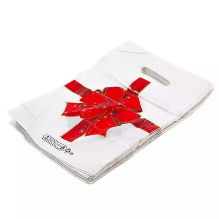 Takviyeli El Geçme Kalın Baskılı Beyaz Çanta Poşet Torba - 3 No - 33x45 Cm. - 150 Adet