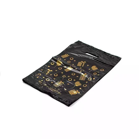 Omeyva Baskılı Siyah Küçük Blok El Geçme Poşet Torba - No : 0 - 20x30 Cm. - 500 Adet