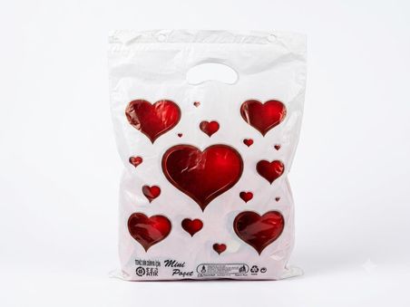 Omeyva Baskılı El Geçme Blok Poşet Torba - No : 1 - 22x35 Cm. - Beyaz - 300 Adet