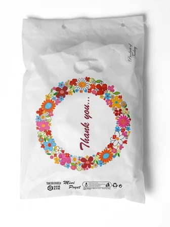 Omeyva Baskılı El Geçme Blok Poşet Torba - No : 1 - 22x35 Cm. - Beyaz - 500 Adet