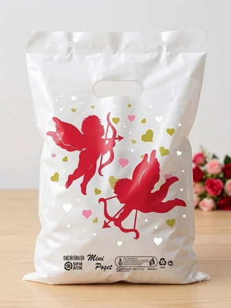 Omeyva Baskılı El Geçme Blok Poşet Torba - No : 1 - 22x35 Cm. - Beyaz - 500 Adet
