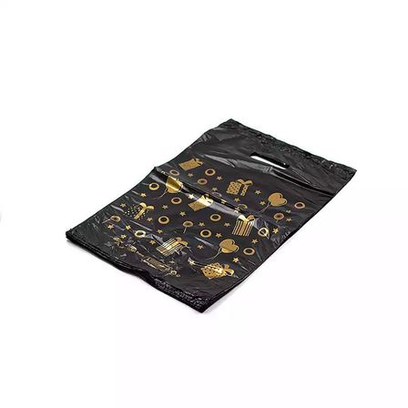 Omeyva El Geçme Baskılı Mini Blok Poşet Torba - No : 1 - 22x35 Cm. - Siyah - 300 Adetlik Paket