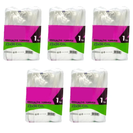 Omeyva Şeffaf Naylon Bakkaliye Torbası Poşeti 3 Kg.lık 25x42 Cm. - 5 Kg. - Ort. 700 Adet - 5 Paket