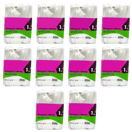 Omeyva Şeffaf Naylon 5 lik 30x52 Cm. Gıda Bakkaliye Poşeti Torbası -10 Kg. - Ort.850 Adet - 10 Paket