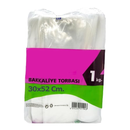 Omeyva Şeffaf Naylon 5 lik 30x52 Cm. Gıda Bakkaliye Poşeti Torbası - 3 Kg. - Ort. 255 Adet - 3 Paket