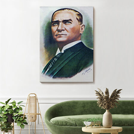 Atatürk Portre Tablosu Mustafa Kemal Atatürk Dikdörtgen Dekoratif Kanvas Duvar Tablosu-CR-68