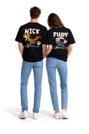 Sevgili Kombini Crazy Animal Baskılı Çift Tişört Oversize Unisex Çift Kombin Karikatür Çift Set
