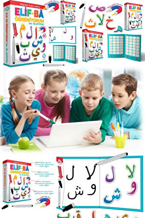 Utelips Elif-Bâ Öğreten Oyun Kartları Çocuk Yaşta Alfabe Öğretici Yaz-Sil Aktiviteli Kavrama Pratik Eğitim - Beyaz Renk