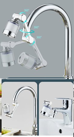 Filtreli Kireç Hapsedici Robotik Kol Musluk Başlığı - Mutfak Banyo Musluk Uzatma Aparatı Ucu