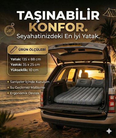 Araç İçi Şişme Yatak Araba Kamp Yatağı Çanta Elektrikli Pompa Tamir Kiti Yastıklı Yatak Seti