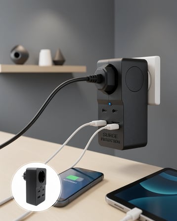 Isıya Dayanıklı Pc Gövdeli Akım Korumalı Priz 6 Usb Model