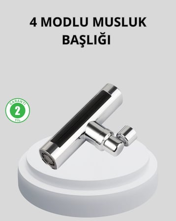 360° Dönebilen Musluk Başlığı 4 Fonksiyonlu Su Tasarruflu Dayanıklı