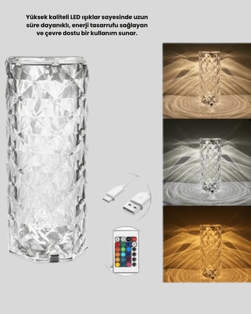 Rgb Led Gece Lambası Kristal Tasarım