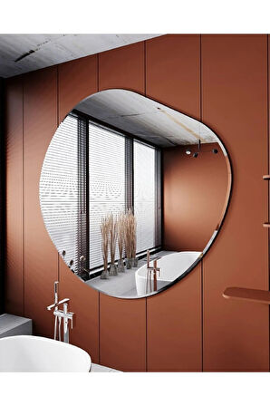 60 cm Asimetrik Duvar Dekorasyon Aynası - Konsol Üstü Salon Dekorasyon Aynası-132