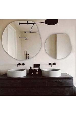 60 cm Asimetrik Duvar Dekorasyon Aynası - Konsol Üstü Salon Dekorasyon Aynası (Tek Fiyatıdır)-314