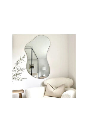 60 cm Asimetrik Duvar Dekorasyon Aynası - Konsol Üstü Salon Dekorasyon Aynası-411