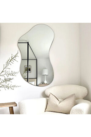 60 cm Asimetrik Duvar Dekorasyon Aynası - Konsol Üstü Salon Dekorasyon Aynası-411