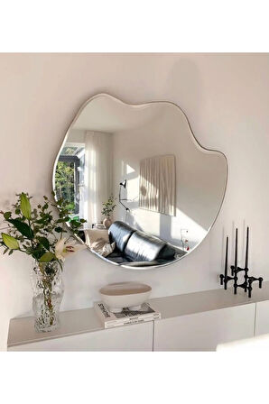 60 cm Asimetrik Duvar Dekorasyon Aynası - Konsol Üstü Salon Dekorasyon Aynası-443