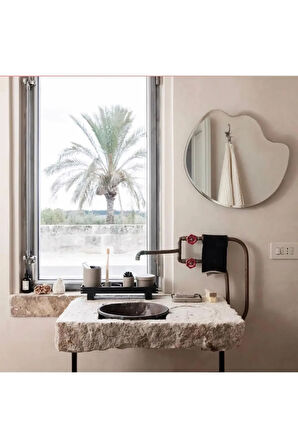 60 cm Asimetrik Duvar Dekorasyon Aynası - Konsol Üstü Salon Dekorasyon Aynası-443