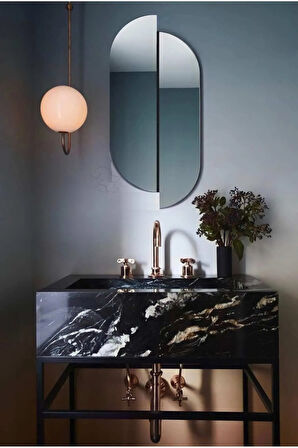 60 cm Oval Duvar Dekorasyon Aynası - Konsol Üstü Salon Dekorasyon Aynası-539
