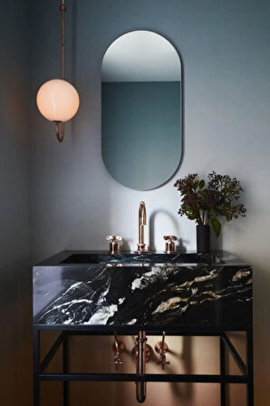 70 cm Oval Duvar Dekorasyon Aynası - Konsol Üstü Salon Dekorasyon Aynası-985