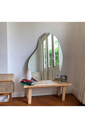 80 cm Oval Duvar Dekorasyon Aynası - Konsol Üstü Salon Dekorasyon Aynası-557